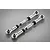 Two silver aluminium RC suspension tie rods with adjustable turnbuckle centers and ball joint ends on a grey background.