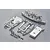 Rovan silver aluminium collision avoidance kit for RC 5IVE-T, including a front bumper with four LED lights, metal chassis components, and mounting hardware.