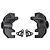 A pair of black RPM RC front spindles and two small triangular mounting plates for the Losi Super Rey on a white background.