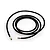 A coiled black braided airbrush hose with silver metal threaded connectors at both ends, isolated on a white background.