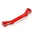A red anodized aluminium steering link for RC cars by GPM Racing, featuring machined edges and engraved text.