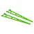 Two bright green anodized aluminium wheelie bar side plates for Traxxas RC vehicles, shown on a white background.