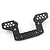 A black carbon fiber rear camber link mount for a Kyosho Optima Mid RC car, featuring multiple mounting holes and a woven texture.