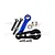 GPM Racing black aluminium 23T servo horn with blue tie rod and mounting hardware on a white background.