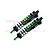 Two GPM Racing green and black aluminium piggyback shock absorbers for RC cars, shown against a white background with a faint watermark.