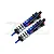 Two GPM Racing blue and black aluminium piggyback shock absorbers for RC cars, featuring black springs and red adjustment collars.