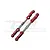 Two GPM Racing red aluminium adjustable steering linkages with silver metal turnbuckles, displayed against a branded background.