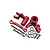 A GPM Racing red aluminium steering assembly set including bell cranks, steering link, bearings, and various screws on a white background.