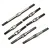 A set of seven silver-coloured metal turnbuckles for an RC car, arranged diagonally on a white background.