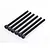 A set of six black metal cap head screws with hexagonal sockets arranged in a row against a white background.