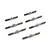 Seven silver-colored metal adjustable turnbuckles for RC cars arranged on a white background.