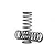 Two black metal coil springs for RC car shock absorbers standing on a white background.