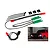 Traxxas 1/10 scale front LED light kit including circuit boards, wiring, zip ties, and adhesive mounts, with an inset photo of a red RC truck with lights on.
