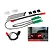 Traxxas 1/10 scale red front LED light kit including circuit boards, wiring, zip ties, and a sample image of an RC truck with red headlights.
