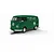 A green Scalextric 1/32 scale Volkswagen T1b slot car with Jack McAfee Distributing Co. and Castrol branding on a slot track.
