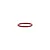 A single small red rubber O-ring isolated against a plain white background.