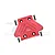 GPM Racing red anodised aluminium rear skid plate with four included mounting screws, isolated on a white background.