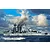 An artistic illustration of the HMS Calcutta light cruiser sailing through choppy dark blue seas under a dramatic cloudy sky.