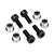 Four black socket head cap screws and four silver metal flanged bushings for HPI Trophy RC vehicles.