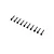 Ten black metal partially threaded grub shaft screws arranged in a diagonal line on a white background.