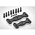 Rovan LT front and rear sway bar mounting plates with associated black screws and set screws on a white background.