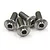 Four silver-coloured titanium servo lock screws with hex heads arranged on a white background.