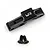 A black anodized aluminium rear suspension arm pin brace for Kyosho Optima Mid by Yeah Racing, shown with two matching black countersunk screws.