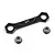 A black aluminium steering brace by Yeah Racing with two ball bearings, isolated on a white background.