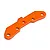 An orange anodized aluminium rear suspension arm pin brace for HPI Trophy RC models, shown against a white background.