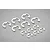 A collection of 12 silver-coloured metal E-clips of varying sizes arranged on a plain grey background.