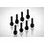 Eight black metal partial thread screw pins arranged in a group on a white background.