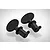 Two black plastic RGT hood pins with flat, oval-shaped heads and locking tabs, isolated on a white background.