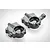 Two black anodized aluminium steering hub carriers for RGT RC cars, shown from a high angle on a white background.