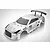 A silver HSP GTR RC car body shell with racing decals, a rear spoiler, and black window tinting, shown against a white background.
