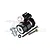 GPM Racing black aluminium 15T servo horn with integrated servo saver and included mounting hardware against a white background.