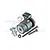 GPM Racing grey aluminium 15T servo horn with integrated servo saver assembly and included hardware components.