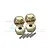Four GPM Racing brass 12mm wheel hex adapters with four matching steel drive pins arranged on a white background.