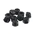 A small pile of ten black steel nyloc nuts with white nylon inserts, arranged on a plain white background.