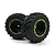 BlackZon 1.9" MT Tyres on Black/Green Dish Rims - Glued Wheels 2Pcs 540181