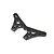 TLR carbon fibre rear laydown shock tower for RC cars, featuring a woven pattern and multiple mounting holes.