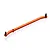 An orange anodized aluminium RC steering link with black ball studs attached at both ends, isolated on a white background.