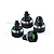 Four black aluminium shock caps by GPM Racing for RC cars, featuring a metallic finish and engraved branding.