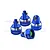 Four blue anodized aluminium shock caps for RC cars by GPM Racing, displayed on a white background.
