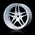 A single white 5-spoke RC car rim with a deep dish design, isolated against a black background.