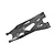 A black Traxxas heavy-duty lower suspension arm for RC vehicles, shown from a top-down angle against a white background.