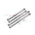Four silver GPM Racing aluminium lower chassis linkages for RC cars, arranged diagonally with two small metal washers.