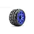 A single Jetko Tomahawk SGT belted RC tyre mounted on a blue metallic multi-spoke wheel against a white background.