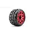 Jetko 3.6" Tomahawk SGT Medium Soft Belted Tyres on Metal Red Claw Rims - Glued Wheels 2Pcs JKO1601CRMSGBB1
