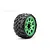 A single Jetko 3.6 inch King Cobra SGT belted RC tyre mounted on a bright green multi-spoke metal wheel against a white background.