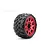 Jetko 3.6" King Cobra SGT Medium Soft Belted Tyres on Metal Red Claw Rims - Glued Wheels 2Pcs JKO1602CRMSGBB1